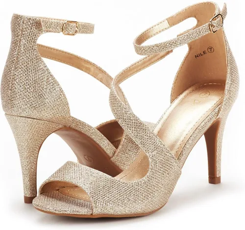 Vista 2 de Dream Pairs Nile Sandalias modernas de tacón tipo stiletto, con puntera abierta, para mujer