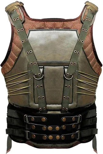 Vista 2 de SpazeUp Disfraces de Halloween para hombre, disfraces de cosplay, abrigo de caballero oscuro, Chaleco Bane de piel sintética