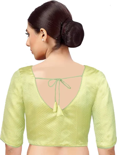 Vista 3 de Chandrakala Blusa corta con cuello en V para mujer, (B213-P)