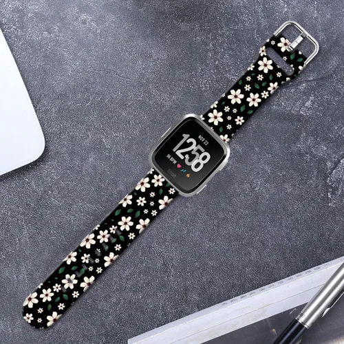 Vista 7 de Correas de reloj de silicona suave compatibles con Fitbit Versa 2/Versa/Fitbit Versa Lite/SE, correa de repuesto con bonito patrón floral de 0.98