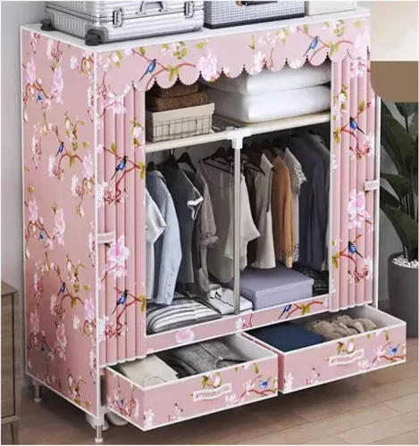 Vista 15 de Armarios grandes Armario portátil con cajón Armarios para dormitorio colgante de metal hierro ropa armario ahorra espacio armario ahorro de espacio