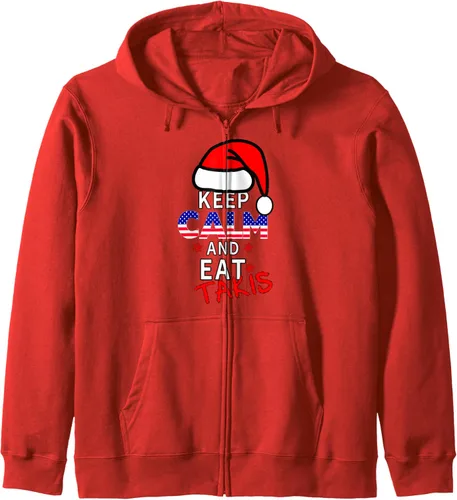 Vista 9 de Keep Calm And Eat Takis Let's Try It On This Christmas Zip Sudadera con capucha, Negro