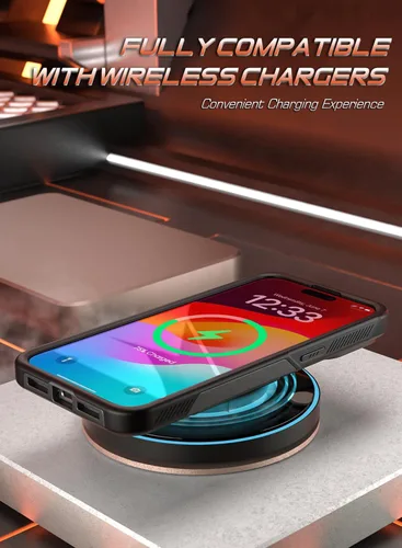 Vista 4 de Poetic Neon Series - Funda compatible con iPhone 15 Pro de 6.1 pulgadas (versión 2023), funda protectora de doble capa, resistente, resistente, Negro