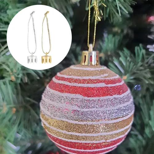Vista 6 de WEBEEDY 400 piezas de adornos de Navidad, tapas de adorno doradas y plateadas, reemplazo con cuerdas de colgador, juego de cordón para decoración
