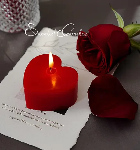 Vista 5 de Vela aromática con aroma a corazón, cera de soja, vela romántica decorativa para el día de San Valentín, boda, regalo de cumpleaños, ideal