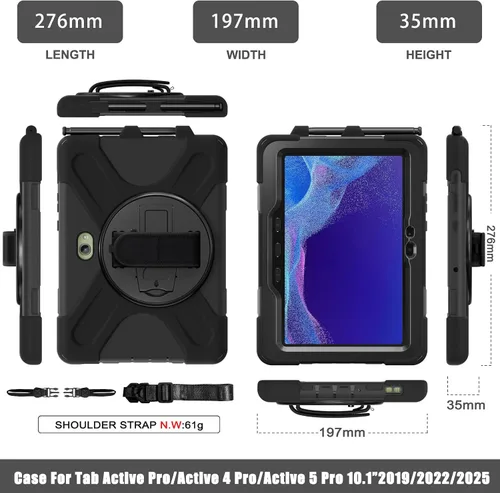 Vista 6 de Funda para tableta con función de atril, correa de mano y correa para el hombro (funda para iPad 2/3/4)