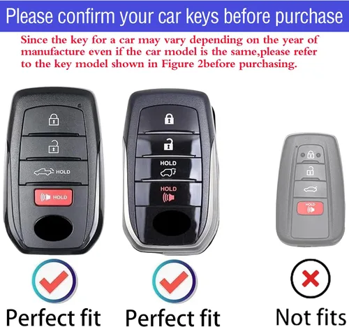 Vista 2 de para llavero Toyota, funda protectora de TPU suave con llavero de cuero para Venza 2019-2024, Grand Highlander, Land Cruiser, RAV4 Prime, Fortuner