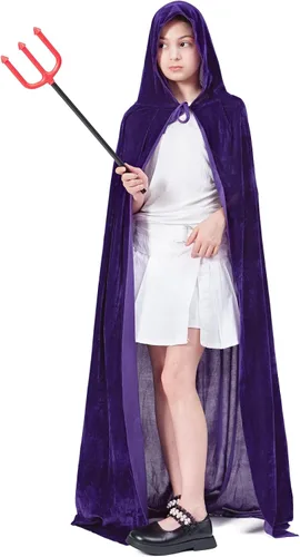 Vista 5 de DNQCOS Ponchos unisex con capucha de longitud completa, de terciopelo, disfraces de Halloween, capa de bruja