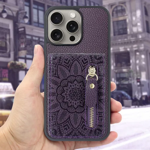 Vista 6 de Harryshell Funda compatible con iPhone 15 Pro Max con ranuras para tarjetas [con capacidad para hasta 6 tarjetas] Función de atril, bolsillo