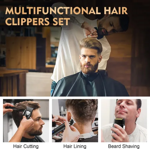 Vista 7 de Suttik Juego de cortapelos profesional para hombres, kit de peluquería y recortadora, afeitadoras eléctricas de aluminio para hombres con estuche