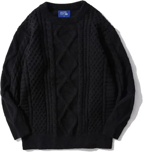 Vista 17 de Aelfric Eden Oversized Knit Sweater Solid Vintage Pullover Unisex Woven Crewneck Knitted Tops