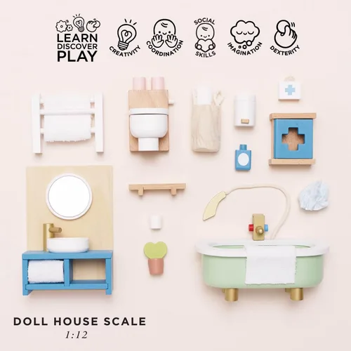 Vista 4 de Le Toy Van Dollhouse - Muebles para muñecas y Accesorios, Baño Sugar Plum