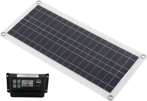 Vista 3 de Estink Kit de panel solar, panel solar de 30 W, 30 A, 12 V, 24 V, cargador de voltaje, kit de inicio de panel solar de silicio policristalino
