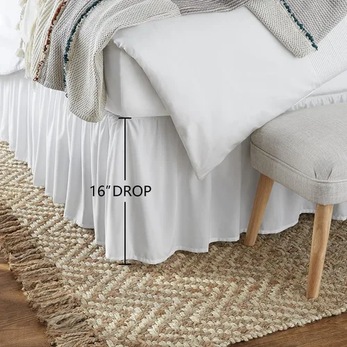 Vista 5 de Amazon Basics Rodapié ligero con volantes para cama, estilo clásico, suave y elegante, 100% microfibra con caída de 16 pulgadas (40.64 cm)
