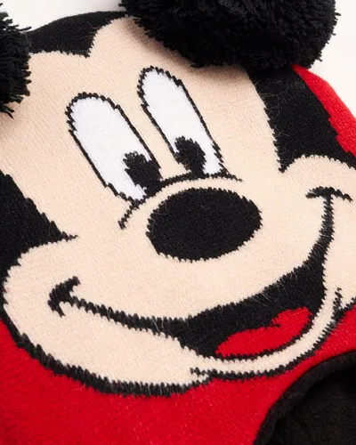 Vista 4 de Disney Sombrero de invierno para niños, paquete de 2 gorro con pompones Lightning McQueen o gorro de Mickey Mouse (4-7)