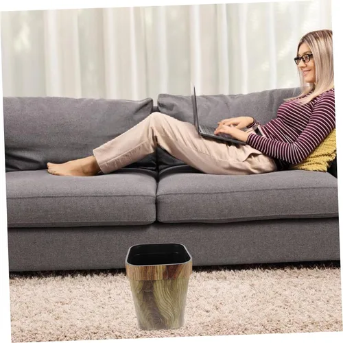 Vista 8 de SEWACC Botes de basura de madera para basura, pequeño, rústico, rectangular, contenedor de basura para baño, dormitorio, cocina, hogar, oficina