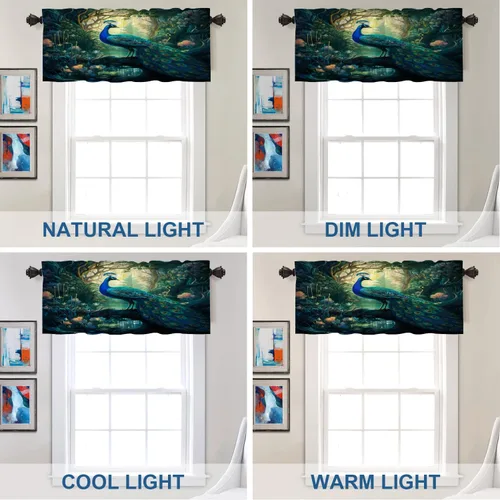 Vista 12 de Batmerry American Flag Ink Dot Blackout Tier Curtains, Red Blue White Stars Abstract Thermal Insulated Half Curtain Rod Pocket Small Valance for