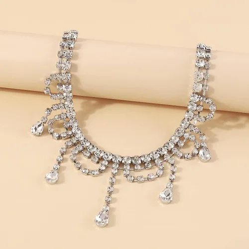 Vista 6 de Missgrace Gargantilla sexy brillante con diamantes de imitación, cadena larga de cristal brillante, joyería para mujeres y niñas
