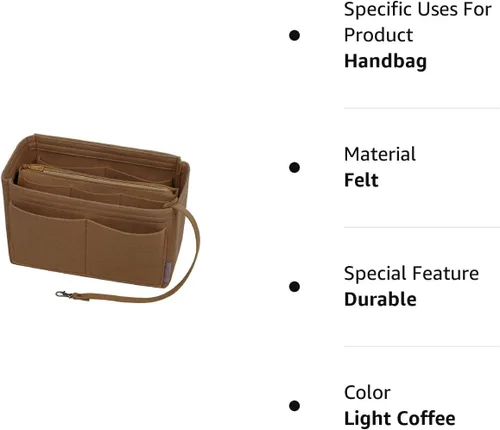 Vista 8 de ZTUJO - Organizador de bolsos de fieltro con cremallera metálica que se adapta a bolsos de mano y tote, especialmente diseñado para bolsos Speedy