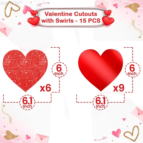 Vista 7 de KatchOn, Red Lip Balloons Set - Large 30 Inch, Pack of 4 Happy Valentines Day Banner - XtraLarge 72x44 Inch Glitter Red Hanging Heart Swirls