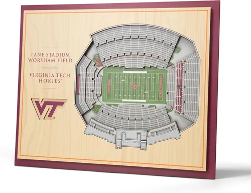 Vista 52 de YouTheFan - Póster para pared de la NCAA, vista de estadio en 3D de 5 niveles, Marrón