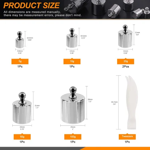 Vista 2 de Juego de pesas de calibración de precisión para balanza digital, báscula de joyería (juego de 7.05 oz (gramo))