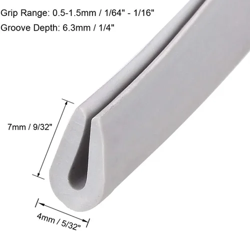 Vista 2 de uxcell Edge Trim U Seal Protector de borde de canal en U de plástico de goma gris se adapta a borde de 1/64" - 1/16" borde de 10 pies de longitud