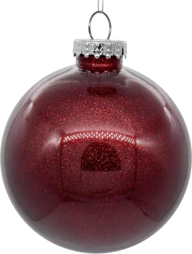 Vista 30 de Vickerman Adorno navideño de bola transparente de 3 pulgadas con interior de purpurina dorada antigua. Oro envejecido