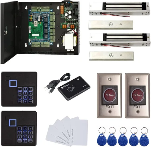 Vista 9 de Sistema de tablero de control de acceso de 1 puerta, cerradura electromagnética de 600 libras, botón de salida infrarrojo, botón de salida RFID
