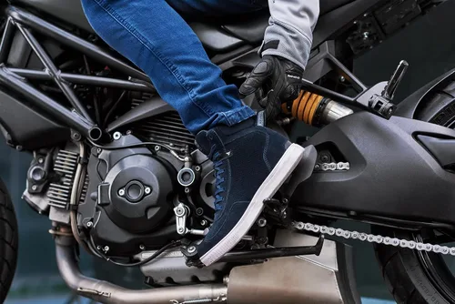 Vista 6 de SHIMA SX-2 EVO - Zapatos de motocicleta para hombre, transpirables, de cuero reforzado, zapatos para la calle con soporte para el tobillo, suela Azul