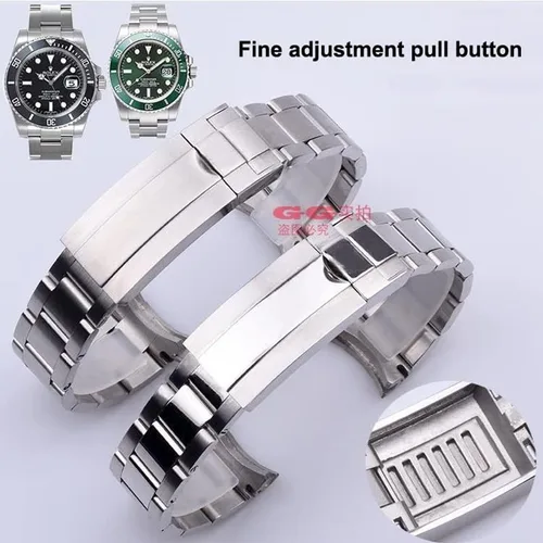Vista 3 de NRYCR Watch Band For Rolex SUBMARINER DAYTONA Fine-Tuning Pull Button Clasp Watch Strap Accessories Men Stainless Steel Watch Bracelet