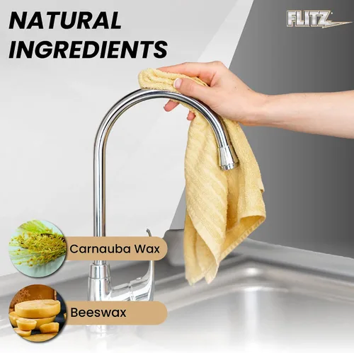 Vista 4 de Flitz Cera para llave de grifo Plus - Envase de 3.4oz de limpiador y abrillantador para grifos a base de agua fabricado en EE. UU. para manchas