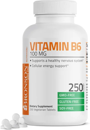 Vista 3 de Bronson Vitamina B6 100mg Suplemento Premium de Vitamina B6, 250 Tabletas