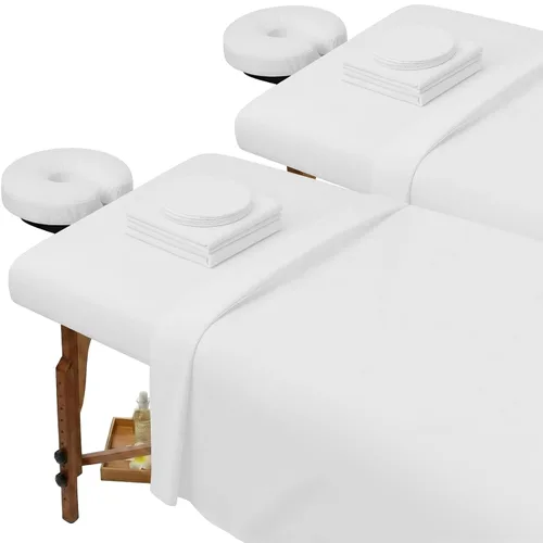 Vista 9 de Oudain Juego de 2 sábanas de microfibra suave para mesa de masaje, resistente al aceite y a las arrugas, juego de 3 piezas, suministros de terapia