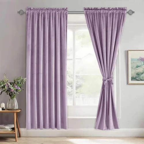 Vista 115 de JIUZHEN Cortinas de terciopelo beige de 63 pulgadas de ancho x 63 pulgadas de largo, cortinas de terciopelo retro suaves con bolsillo para barra