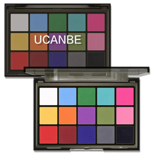 Vista 21 de UCANBE Paleta de sombras de ojos de 15 colores – Kit de maquillaje para ojos con brillo mate, purpurina metálica, tonos frescos en blanco, azul