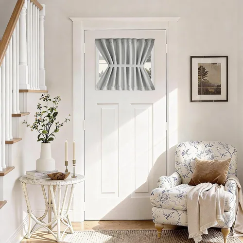 Vista 121 de Vatge Cortinas laterales autoadhesivas para puertas de cristal, sin taladro, extraíble, panel de filtrado de luz, 1 panel, 12 pulgadas de ancho x 60
