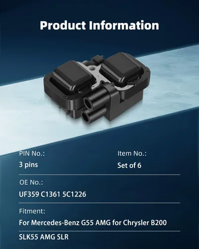 Vista 3 de ECCPP bobinas de encendido para Mercedes-benz Chrysler Crossfire L6 V6 V8 Compatible con C1444 C1361 UF-359(Pack de 6) Mercedes-Benz para SLK55