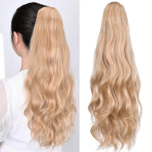 Vista 108 de Extensiones de cola de caballo, extensiones de cabello de cola de caballo con clip de garra marrón oscuro para mujer, pieza de cabello rizado