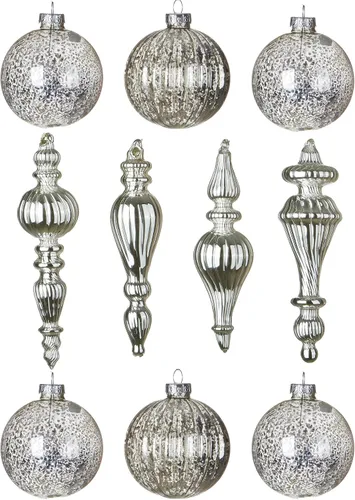 Vista 19 de DN DECONATION Adornos de Navidad de cristal negro, bolas de Navidad colgantes de 3.15 pulgadas para decoración del árbol de Navidad, juego de 9