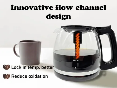 Vista 4 de Jarra de café universal de repuesto de vidrio de 12 tazas, compatible con múltiples marcas de cafetera, mango negro