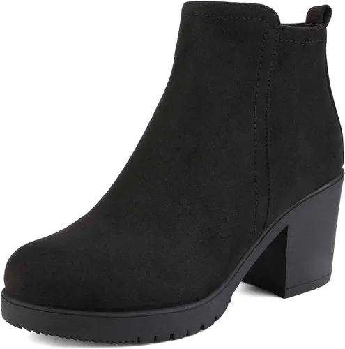 Vista 10 de DREAM PAIRS Women's Ankle Boots Chunky Heel Platform Fall Heeled Short Booties Shoes