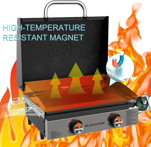 Vista 2 de Protectores de viento para parrilla Blackstone de 22 pulgadas, protector de viento magnético de acero inoxidable para parrilla Blackstone de 22