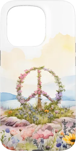 Vista 14 de Floral Peace Sign Watercolor Case for iPhone 17