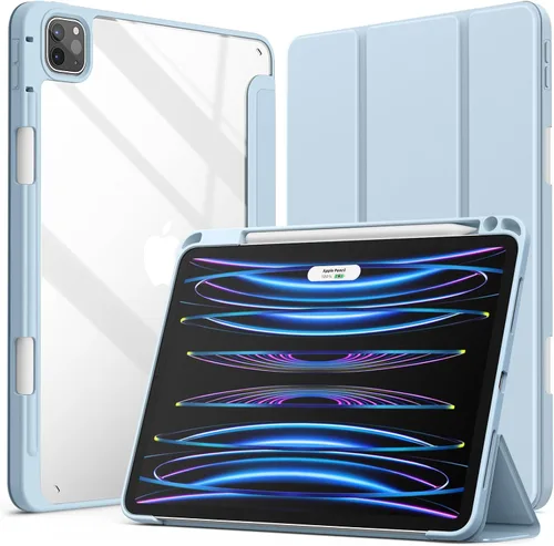 Vista 12 de JETech - Funda para iPad Pro 11" 4/3/2/1, color negro Cover for 2022/2021/2020/2018 Model, Clear Back, Pencil Holder, Slim Shockproof, Tri-Fold