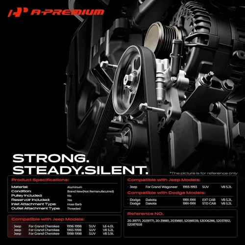 Vista 2 de A-Premium Bomba de dirección asistida, con depósito, compatible con Jeep Grand Cherokee 1993-1998, Grand Wagoneer 1993 y Dodge Dakota 1991, 4.0L