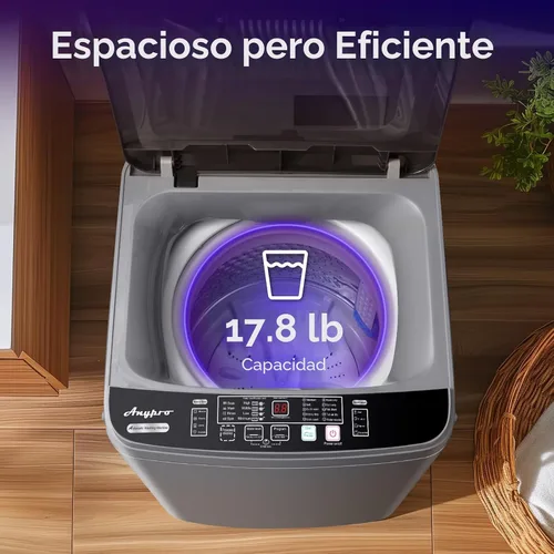 Vista 4 de Anypro Lavadoras de ropa portátiles de 17.8LBS lavadora y centrifugadora automática completa combo con 10 programas y 8 niveles de agua, máquina