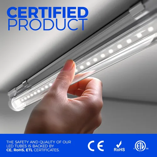 Vista 4 de Barrina T8 Luz LED para Taller 4 Pies, 40W 5500LM 5000K, Cubierta Transparente, Luces de Techo para Garaje, Lámpara LED en Forma de V, Luces