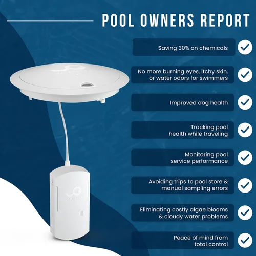 Vista 5 de WaterGuru Sense S2 - Monitor inteligente de piscina – Probador digital de agua de piscina y spa para cloro, pH, CYA y alcalinidad – habilitado