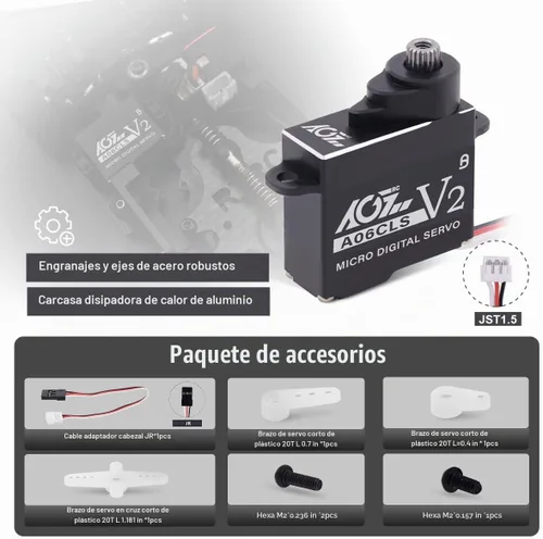 Vista 8 de AGFRC 6.6 lbs HV RC Micro Servo para coches Mini-Z (A06CLS V2 Negro)